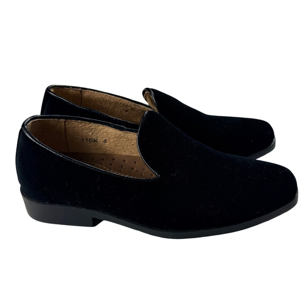 Easy Strider Boys Black Velvet‎ Loafers Smoking Slippers Size 4 Style 110